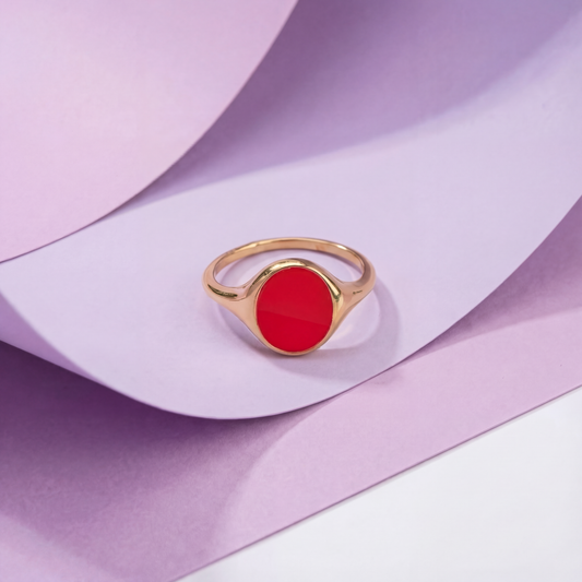 JOOSJE signetring rood statement ring goud — Mélis-Mélos