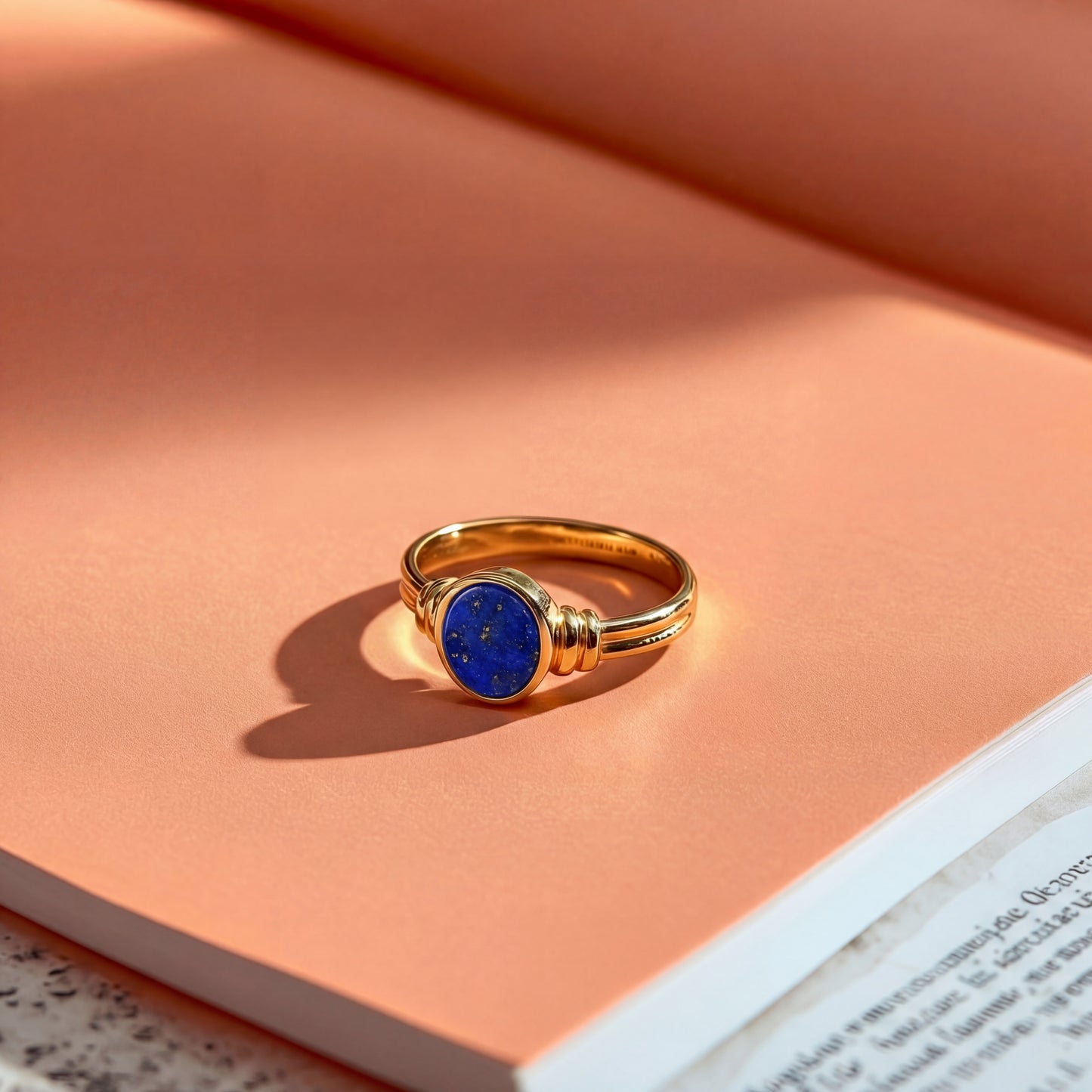 NYGS signetring blauw met lapis lazuli en goud — Mélis-Mélos