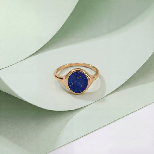JOOSJE signetring blauw lapis lazuli goud — Mélis-Mélos