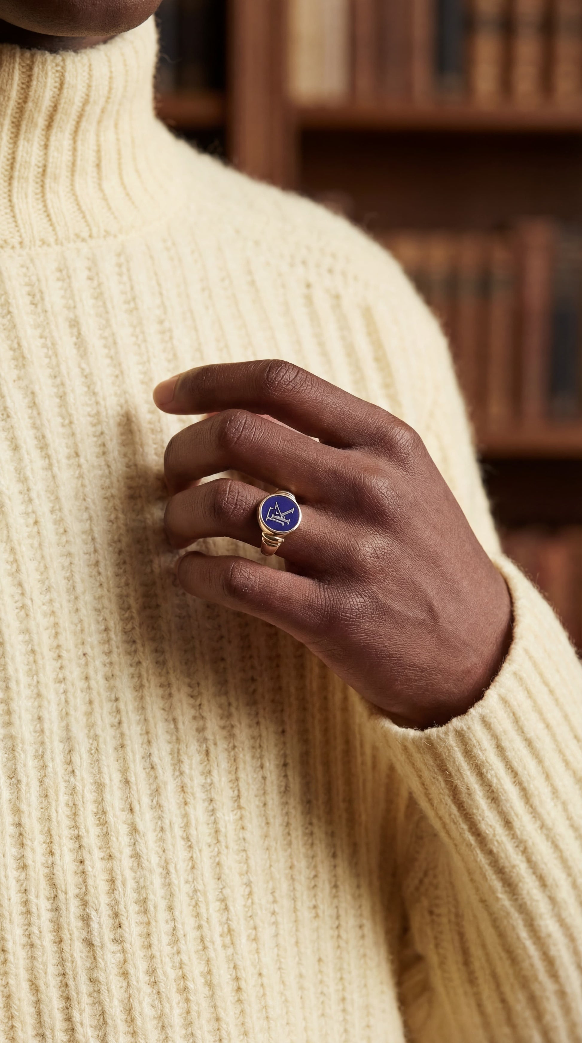 NYGS signetring blauw vergulde setting — Mélis-Mélos